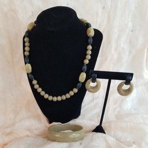 Beaded Necklace Earrings Bangle Bracelet Set